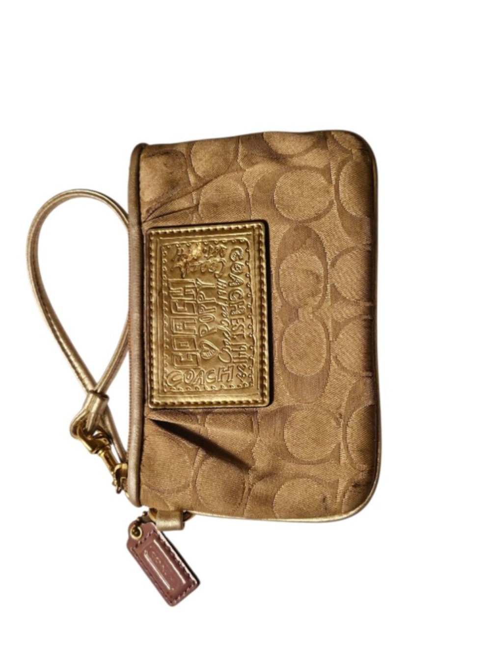 Coach Gold Poppy Logo Wristlet One Size Gold Blue - Picture 7 of 13